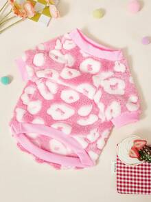 PETSIN 豹纹休闲保暖舒适卫衣，秋冬季 - 粉色 - 查看 4