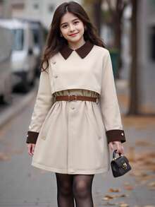 SHEIN Teen GirlCasual Hooded Fleece Jacket, Daily Wear