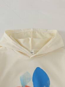 THE HAPPY LOOK Young Girl Geometric Pattern Beige Oversized Sweatshirt, Basic Casual Style - Apricot - View 5