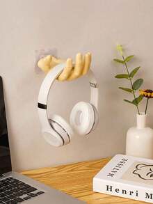 1pc Solid Wall Hook, Creative Hand Design Punch-Free Wall Hook For Home - Black - View 8