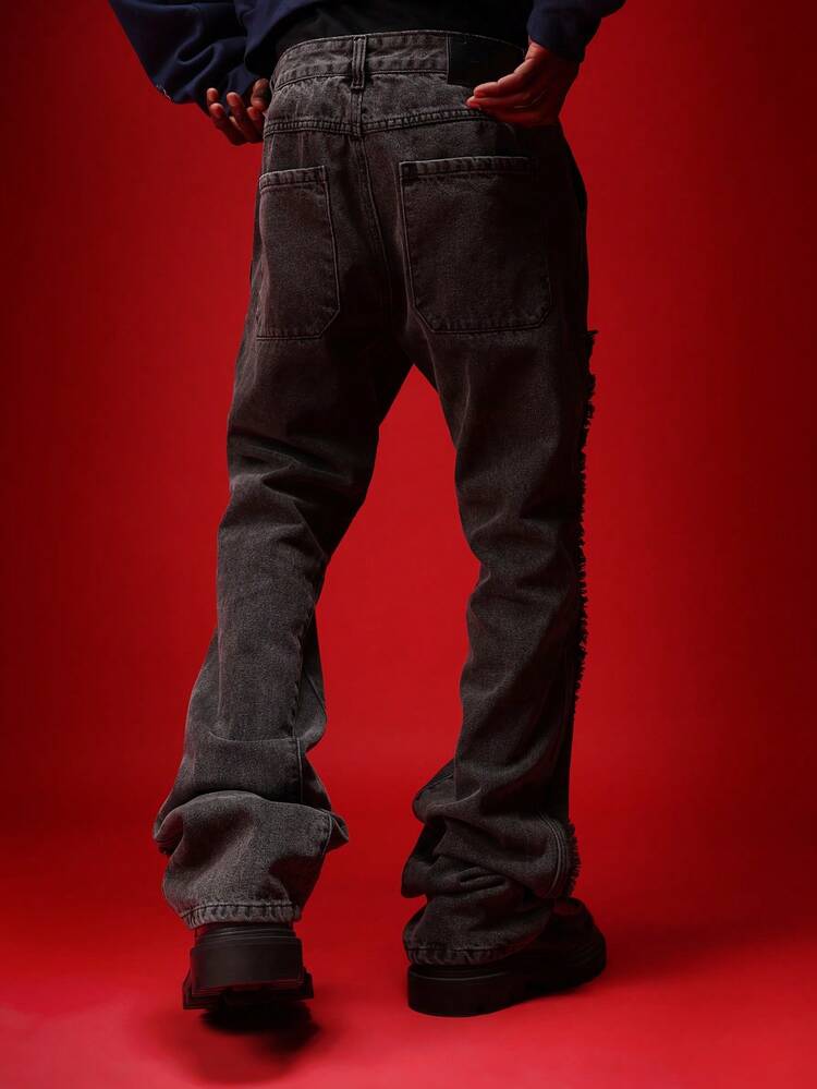 Jean évasé en denim avec délavage vintage