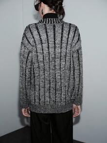 SHEIN LUNE 时尚麻花针织休闲开衫（混纺纱颜色随机），秋冬 - 彩色 - 查看 2