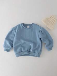 THE HAPPY LOOK 适合秋冬季的年轻女孩蓝色钻石刺绣宽松针织套头衫 - 藍色 - 查看 7