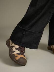 Elnivra Quần ống đứng dáng rộng màu trơn có túi dành cho nữ - màu đen - Xem 6