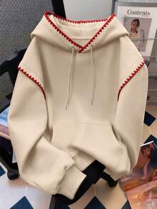 Resyla 女式樱花刺绣连帽卫衣 - 卡其色 - 查看 2