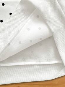 Resyla 女式连帽抽绳长袖落肩波点宽松休闲套头衫 - 彩色 - 查看 5