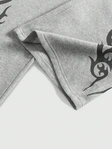 ROMWE MEN Street Life Men's Casual Gothic Hooded Sweatshirt And Sweatpants Set, Autumn/Winter - Grey - View 5