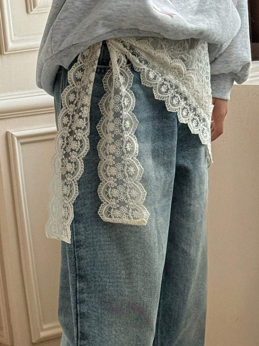 DAZY Tween Girls Lace Skirt - Apricot - View 1