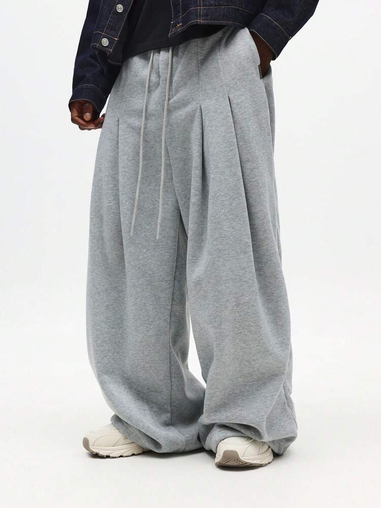 Baggy Sweatpants With Pleated Front Detail