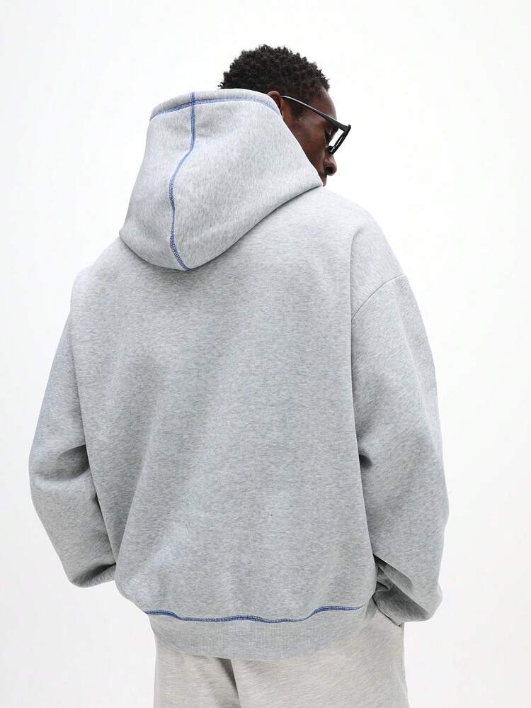 Hooded Sweatshirt With Contrast Blue Stitching