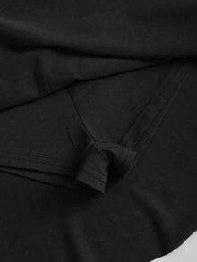 Sweetra Petite 女款秋冬咖啡色不對稱長袖金屬裝飾層疊荷葉邊下擺迷你洋裝，適合嬌小女性 - 黑色 - 查看 4