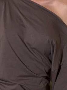 Women Casual Solid Asymmetric Collar Drawstring Top, Autumn - Brown - View 3