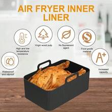 1pc Non-Stick Air Fryer Silicone Liners Rectangular, Reusable Baking Tray Basket Insert For Foodi Dual Airfryer Pot Replacement Easy Cleaning, Baking Tools, Kitchen Gadgets, Kitchen Accessories - Multicolor - View 6