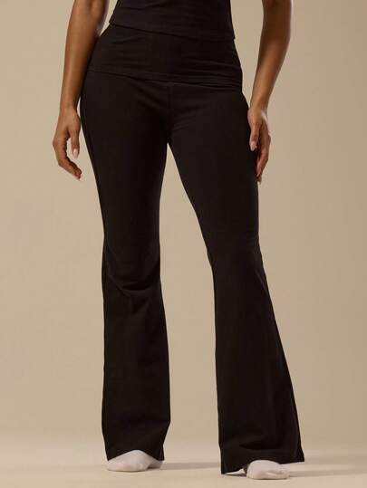 MUSERA ESSENTIALS Pantalones con cintura plegable, ajustados y acampanados, solo Bottom, básicos elegantes y sexys para otoño, invierno, fiestas y eventos elegantes