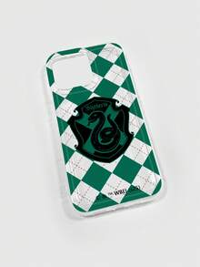 HARRY POTTER X SHEIN Transparent Soft Shockproof Airbag Phone Case With Potterverse Cunning House Marker& Green Argyle Print - British Campus & Magical Style, Compatible With IPhone & Galaxy, Ideal For The Boy Who Lived Fans, Teens, Students For Daily Use & Gifting. Phone Case Compatible With IPhone 17 /Air / 17 Pro / 17 Pro Max, Cover For IPhone & Galaxy Protective Shell