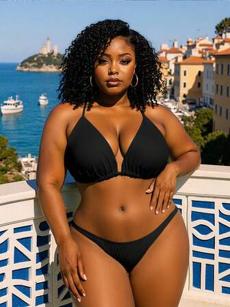 Bikini Top mit Rüschen und Neckholder