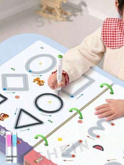 32 Pages/Book Pen Control Training Book – Reusable Workbook, School Practice Copybook, English Letter Learning Book, Montessori Educational Book, Educational & Developmental (2 Writing Pens Included As Gift)