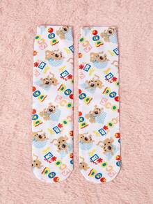 SCOOBY-DOO X SHEIN Women's Soft & Cute Dog Pattern Crew Socks - Multicolor - View 1