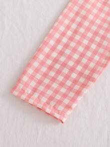 SHEIN 2件套女童卡通小狗蝴蝶结印花针织长袖上衣和裤子睡衣套装 - 白色 - 查看 5