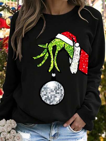 DrmWander Plus Size Christmas T-Shirt, Streetwear Style Graphic Round Neck T-Shirt, Cute & Comfortable Top, Vacation Vibe