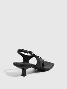 CUCCOO SZL 女士圆头金色时尚高跟休闲沙滩人字拖 - 黑色 - 查看 4