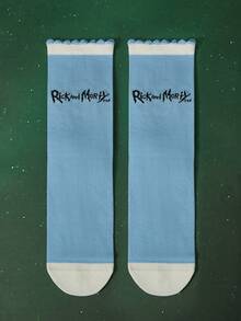 Rick and Morty X SHEIN Women Crew Socks - Blue - View 3