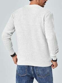 EURMUSE 男士时尚休闲基本款圆领长袖毛衣 - 白色 - 查看 2