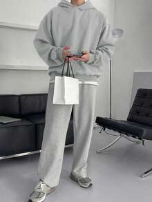 DAZY Men Solid Drop Shoulder Hoodie For Dailywear Fall,Winter - Grey - View 3