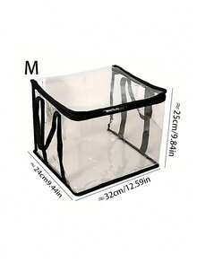 1/3个装大容量透明PVC收纳袋，防水可折叠拉链手提整理袋，带提手，适用于学校、大学宿舍、办公室用品、家居收纳、旅行打包、衣柜收纳等。