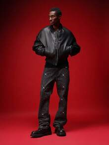 SUMWON Sparkle Flared Jeans With Rhinestone Embellishments For Night Out Party Wear - Black - View 3