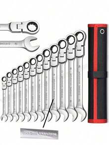 可调头棘轮扳手套装，组合扳手套装，铝合金手动工具套件，棘轮扳手套装，男士工具