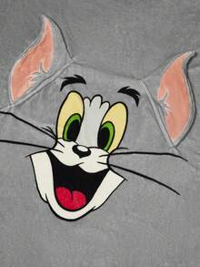 TOM & JERRY X SHEIN 1条法兰绒毯，厚实保暖，3D耳朵设计，床毯，适合在床上、沙发上、学校、办公室使用。 - 彩色 - 查看 10