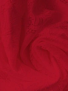 Lyrianda 高端奢华法式蕾丝连衣裙，新款时尚优雅 V 领喇叭袖连衣裙，派对晚礼服，正式生日礼服 - 紅色 - 查看 3