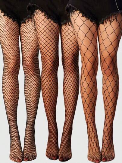 Goth 3pcs High Elasticity Purple Fishnet Stockings/Tights/Leggings, Women