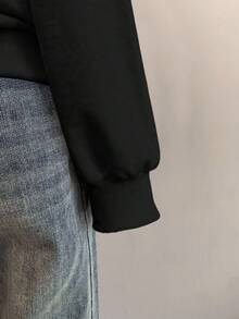 Attitoon 休闲宽松复古朋克骷髅涂鸦暗黑街头Y2K印花图案，黑色露肩长袖宽松厚款卫衣，舒适秋冬 - 黑色 - 查看 5