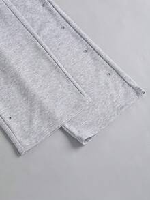 ROMWE MEN Men's Casual Versatile Rivet Drawstring Waist Loose Sweatpants - Grey - View 3