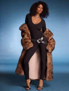 Normani Women's V-Neck Jumpsuit Fall Cloth For Women - Black - View 7