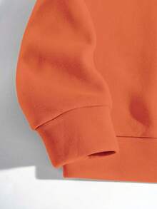 EMERY ROSE Áo nỉ dài tay cổ tròn in chữ dành cho nữ, Thu/Đông - trái cam - Xem 3