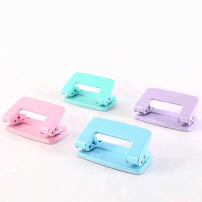 Joivida 1 chiếc bấm lỗ đôi bằng kim loại, màu Macaron, dễ sử dụng, cầm tay, đồ dùng học tập và văn phòng phẩm, dùng để đóng gáy sách rời.