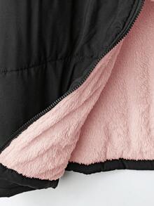 SHEIN Clasi 加大码保暖内衬黑色棉服外套，百搭冬季长袖 - 彩色 - 查看 15