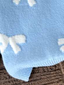 LMoss Kids 年轻女孩休闲圆领蝴蝶结装饰毛衣