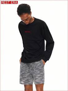 SHEIN Rest Era Crew Neck Long Sleeve Thermal Thick Coconut Oil Fleece Men's Base Layer Top, Minimalist And Versatile Style, Suitable For Casual Daily Wear