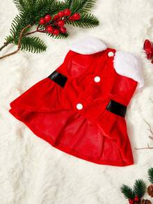 PETSIN Weihnachts-Haustier-Dekorationen, Samt-Weihnachtsmannkleid, Weihnachts-Haustierzubehör