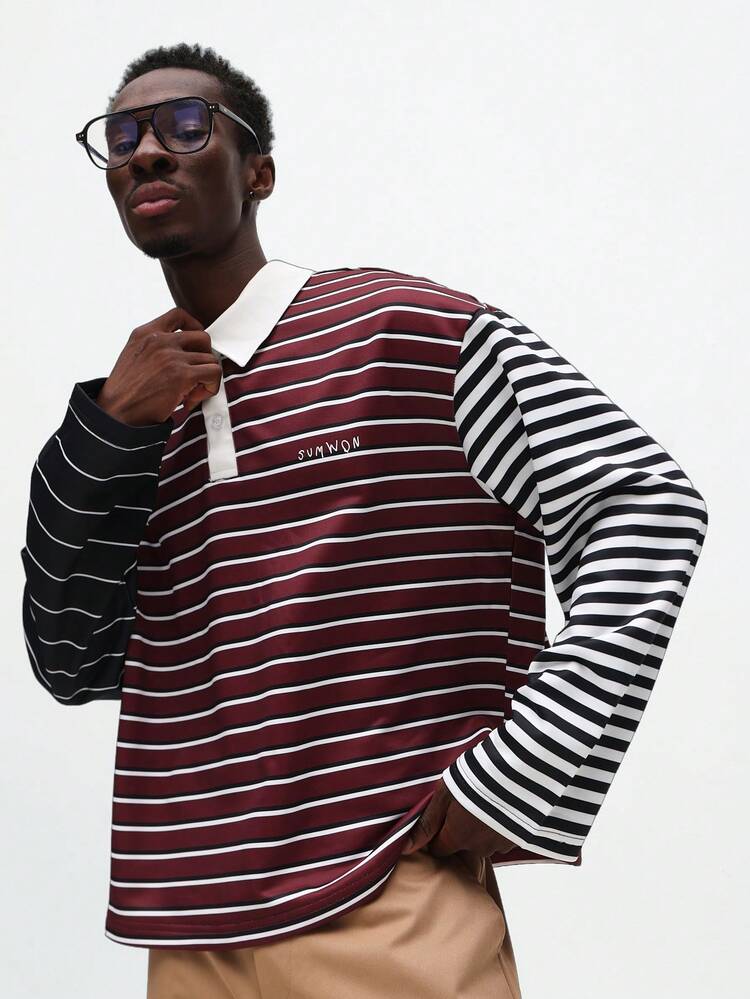 Boxy Fit Blocking Rugby Polo Shirt