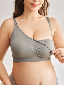 BloomMama 3pcs/Set Seamless Plus Size Wireless Comfortable Removable Padded Nursing Bra - Multicolor - View 2