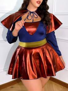 Fantasy Costume Fantasy Costume 大码女式撞色圆领长袖内衣三件套 - 彩色 - 查看 5