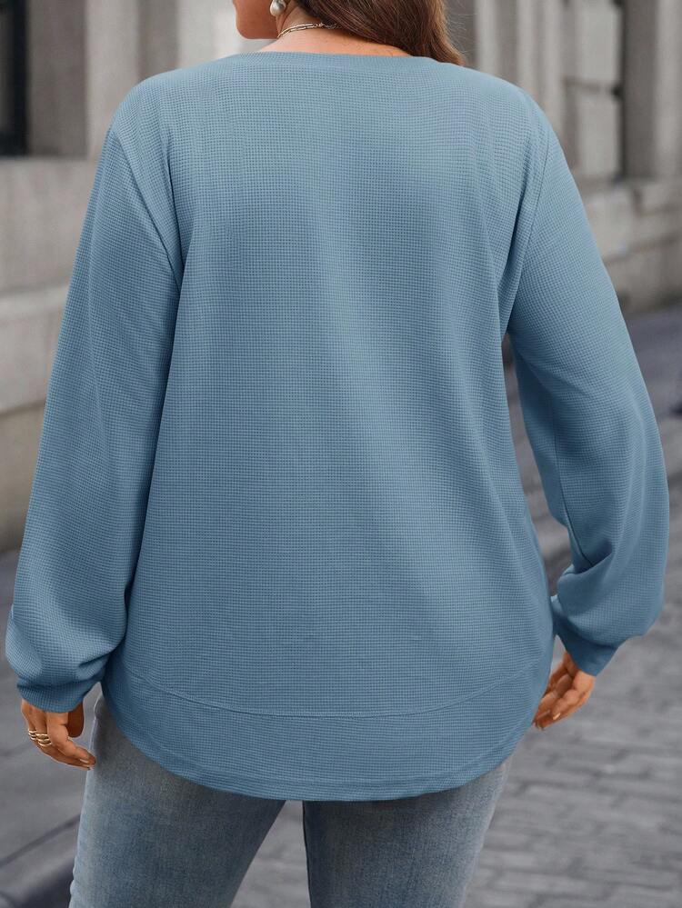 Plus Size Solid Color Casual Pullover Sweatshirt, Winter Clothes For Women