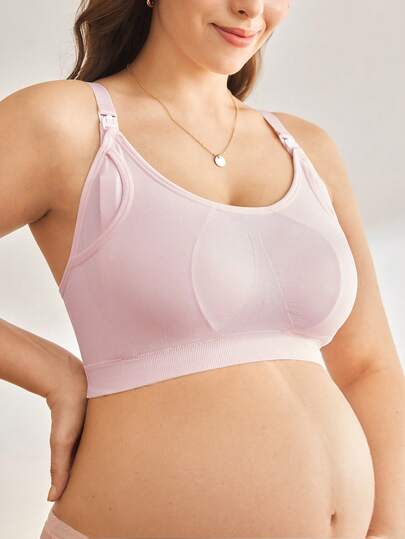 BloomMama Soutien-gorge d'allaitement casual confortable de couleur unie pour grandes tailles