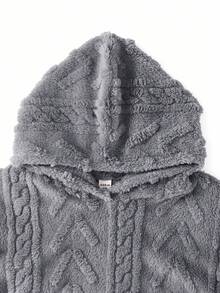 SHEIN Girlism 2 Stücke/Set Tween Mädchen Warm Fuzzy Strukturierte Lose Fit Casual Hoodie Und Jogginghose Set, Herbst - Dunkelgrau - Übersicht 8