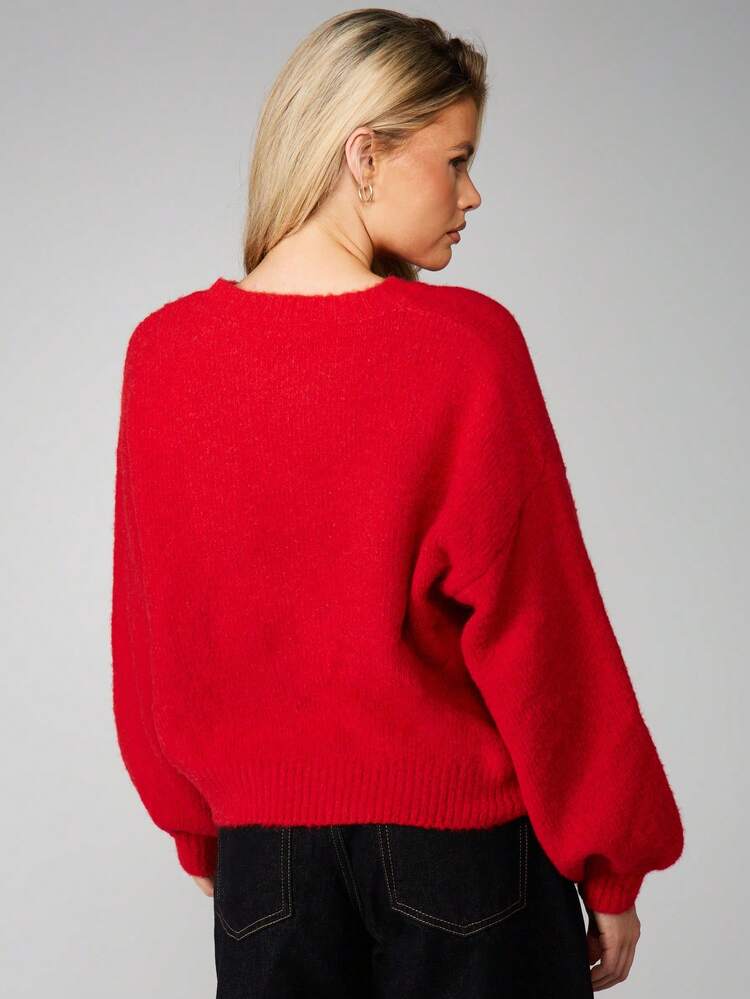 MISSGUIDED Pull de Noël oversize à col rond en maille